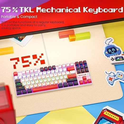 Redragon k552 WLR-R Kumara Mechanical Wired Gaming Keyboard Red Switch - White/Black
