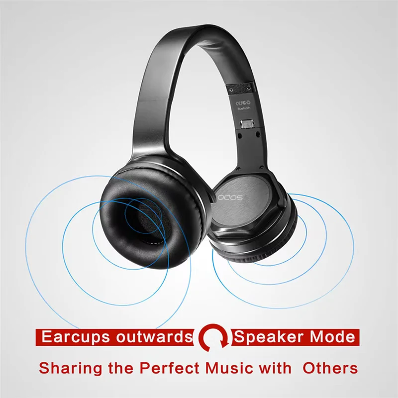 Sodo MH3 2-in-1 Bluetooth Headphones + Twist-Out Speaker - Black