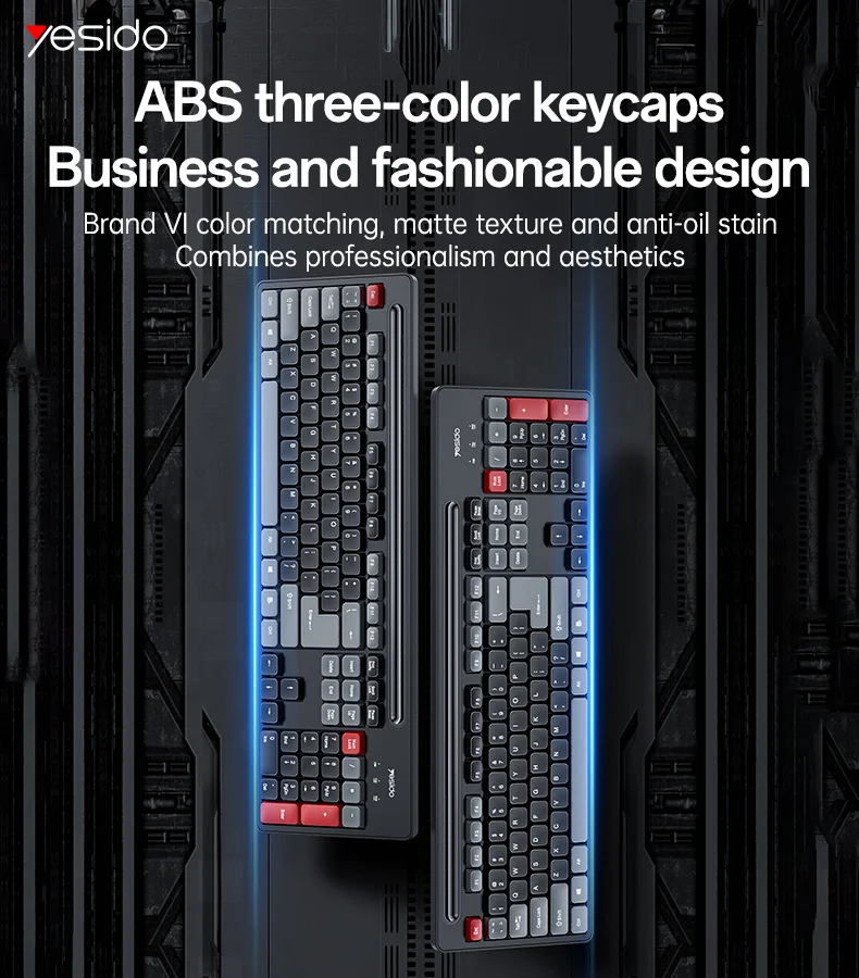 Yesido KB43 2.4G Wireless Arabic Keyboard Mouse Set - Black