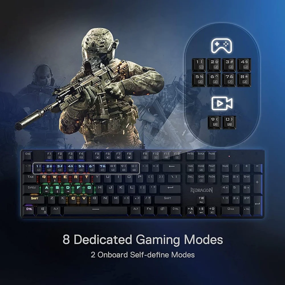 Redragon K608 Valheim Rainbow Wired Gaming Keyboard with Black Switch