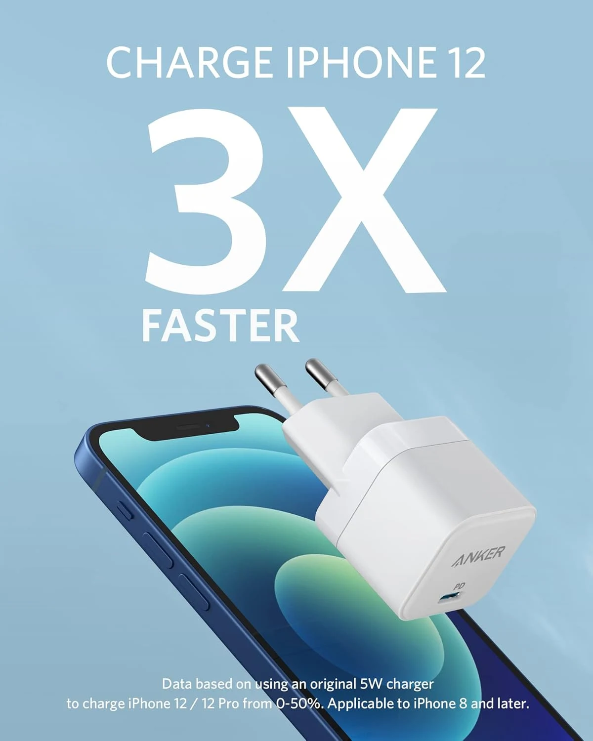 أنكر باوربورت III كيوب شاحن حائط USB-C 20 واط – أبيض