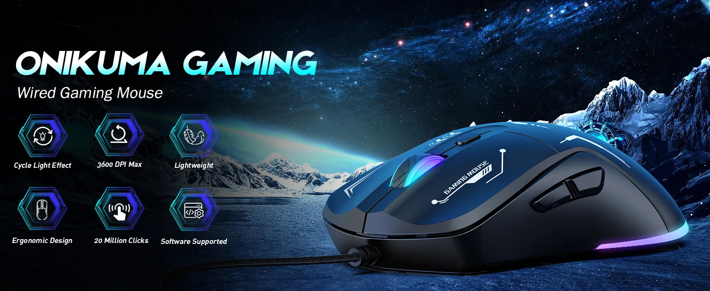 Onikuma CW917 RGB Wired Gaming Mouse