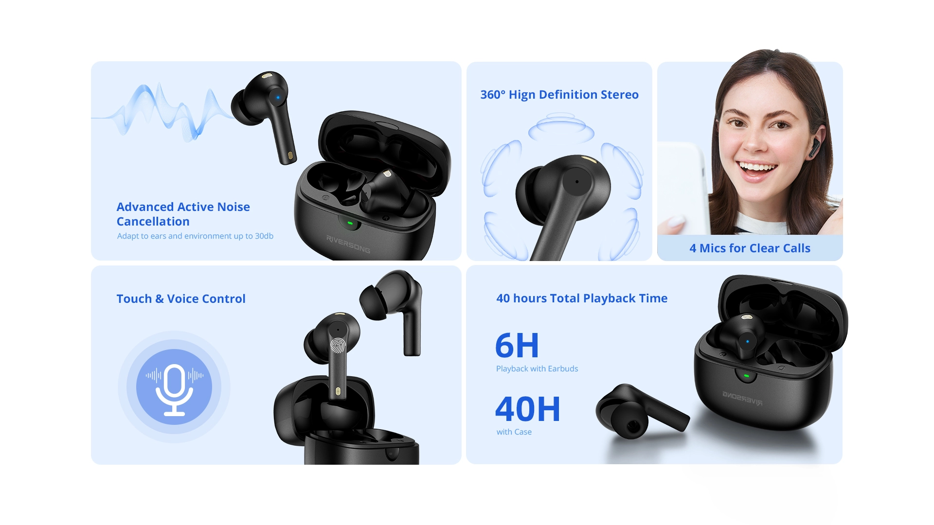 Riversong Utopia H5 Wireless Earbuds - Black