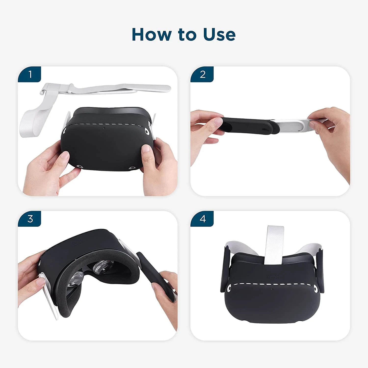 Kiwi design VR Silicone Shell Protective Cover for Oculus Quest 2 - Black