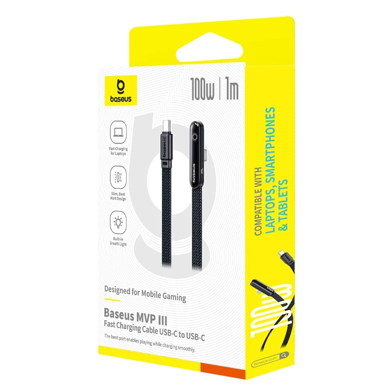 باسيوس MVP 3 كابل USB-C إلى USB-C 100 واط (2م) - اسود