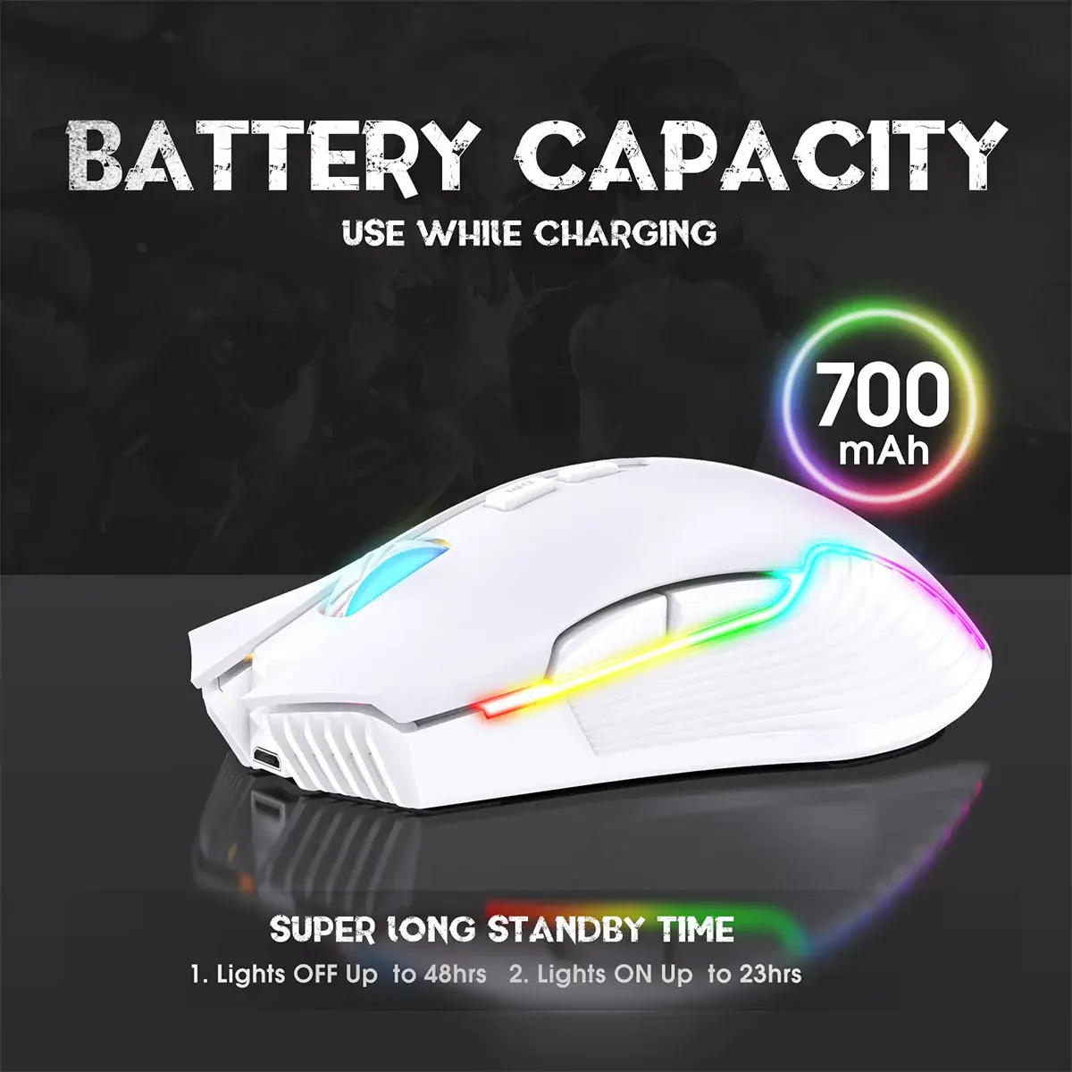Onikuma CW905 Wireless RGB Gaming Mouse - White