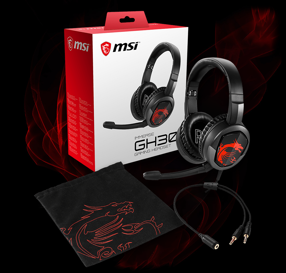 MSI IMMERSE GH30 Wired Gaming Headset - Red