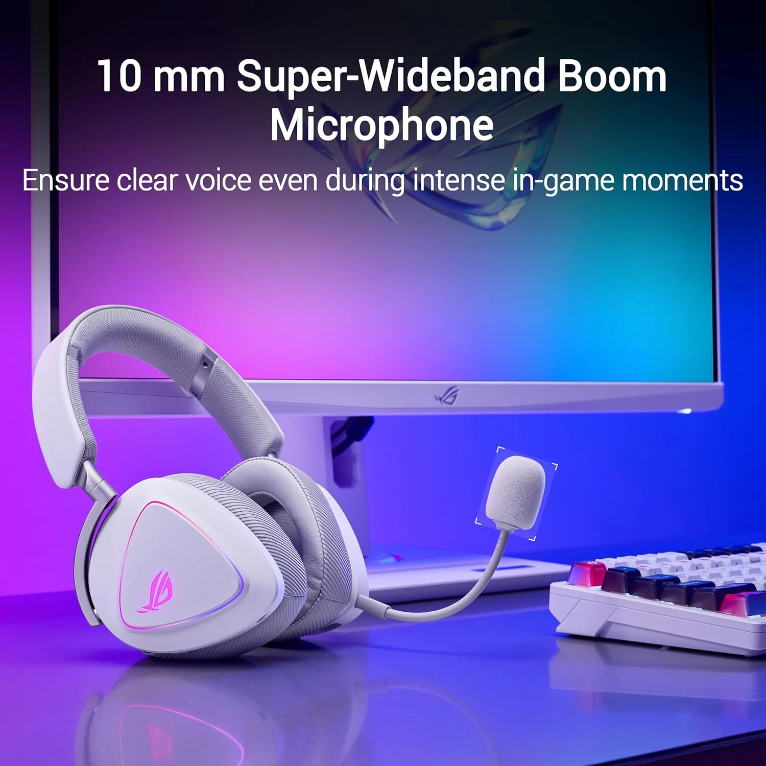إيسوس روغ دلتا 2 سماعة جيمينج وايرلس Tri-mode RGB – أبيض
