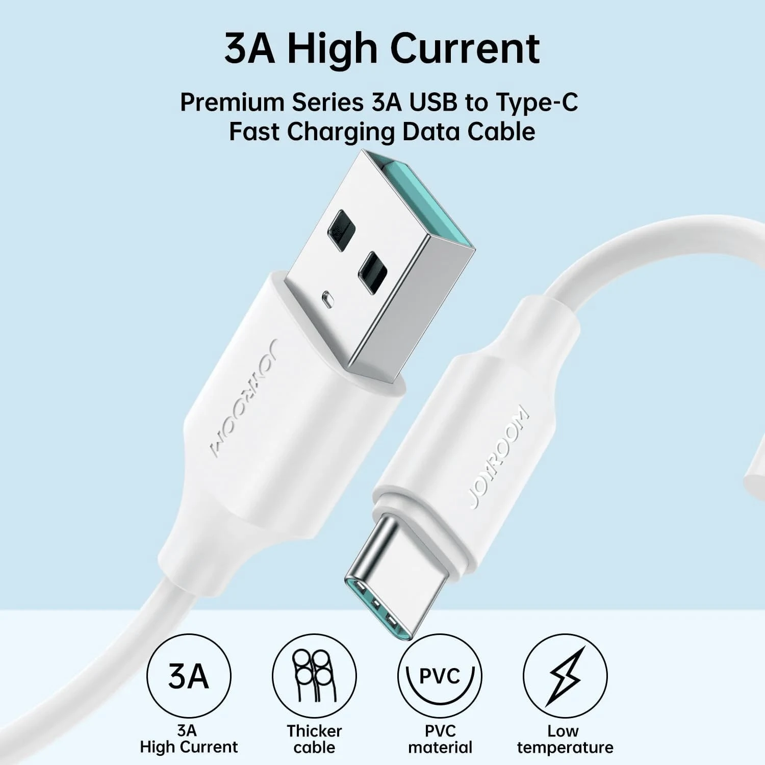 Joyroom S-A9 USB-A to USB-C Cable 3A 1M - White