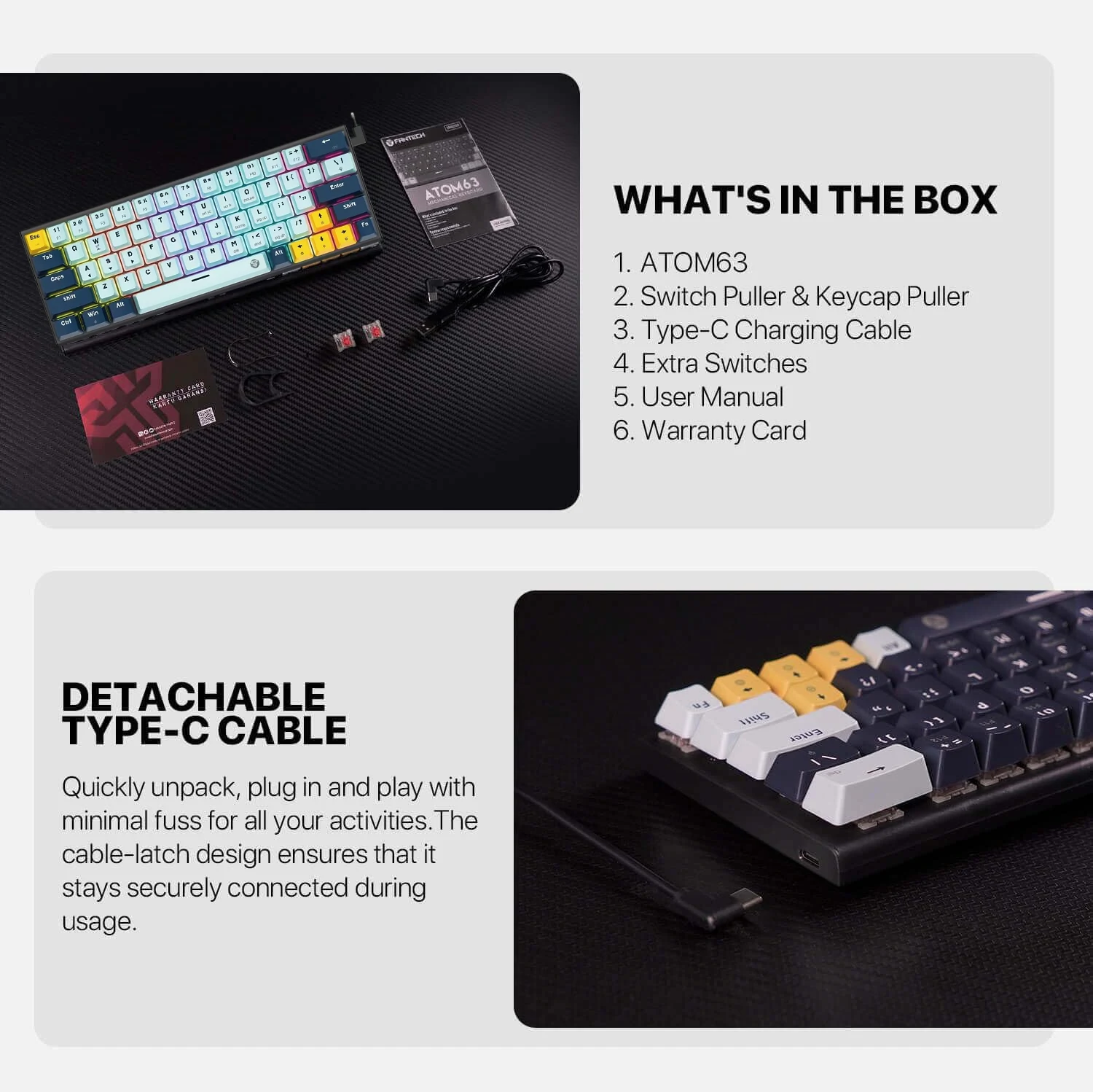 Fantech ATOM63-MK874v2 Wired Mechanical Gaming Keyboard Sky Blue - Red Switch