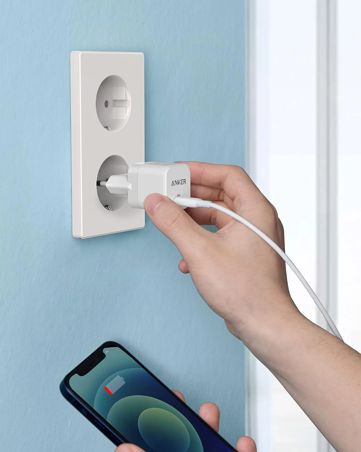 أنكر باوربورت III كيوب شاحن حائط USB-C 20 واط – أبيض
