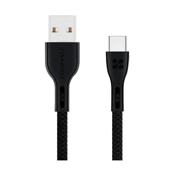 كابل Promate PowerBeam-C من USB-A إلى USB-C بطول 1.2 متر – أسود