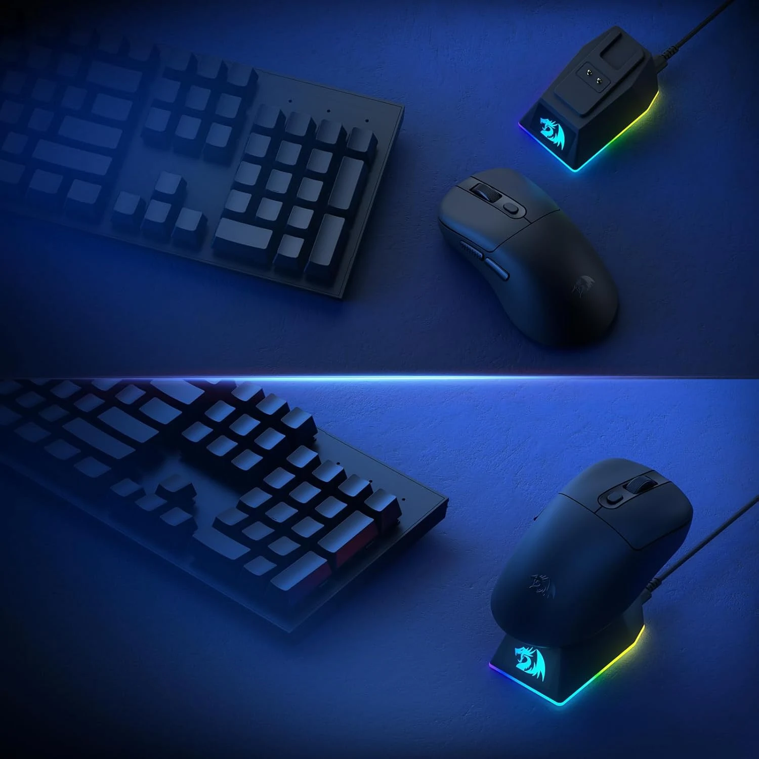 Redragon M998-STD-1K Tri-Mode Mouse with RGB Charging Dock - Black