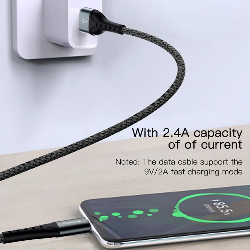 Yesido CA62 Aluminum Aloy USB to Type-C Braided Data Cable - 1.2M