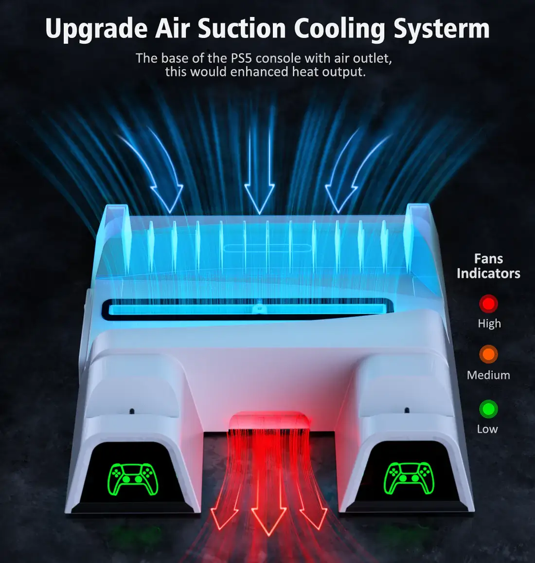 OIVO PS5 Charging Dock Stand with Cooling Fan - Black