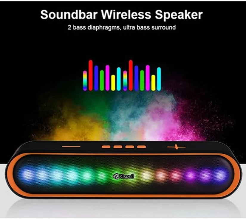 Kisonli LED-915 Bluetooth Soundbar Speaker RGB - Black