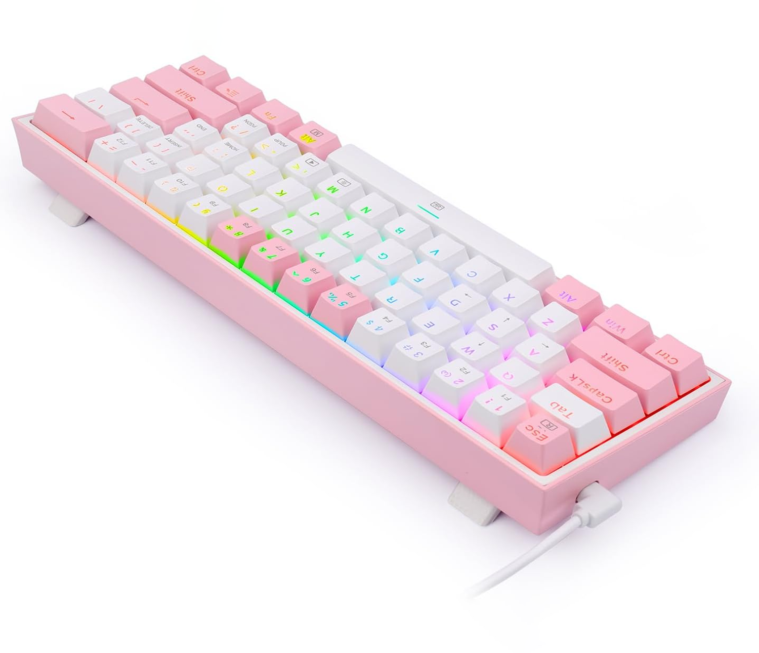 ريدراجون K617 Fizz كيبورد سلكي ميكانيكال 60% RGB سويتش أحمر – أبيض/بينك