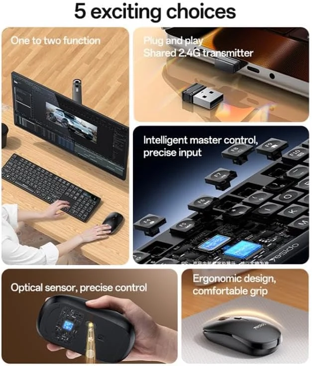 Yesido KB42 2.4G Wireless Keyboard Mouse Set Arabic - Black
