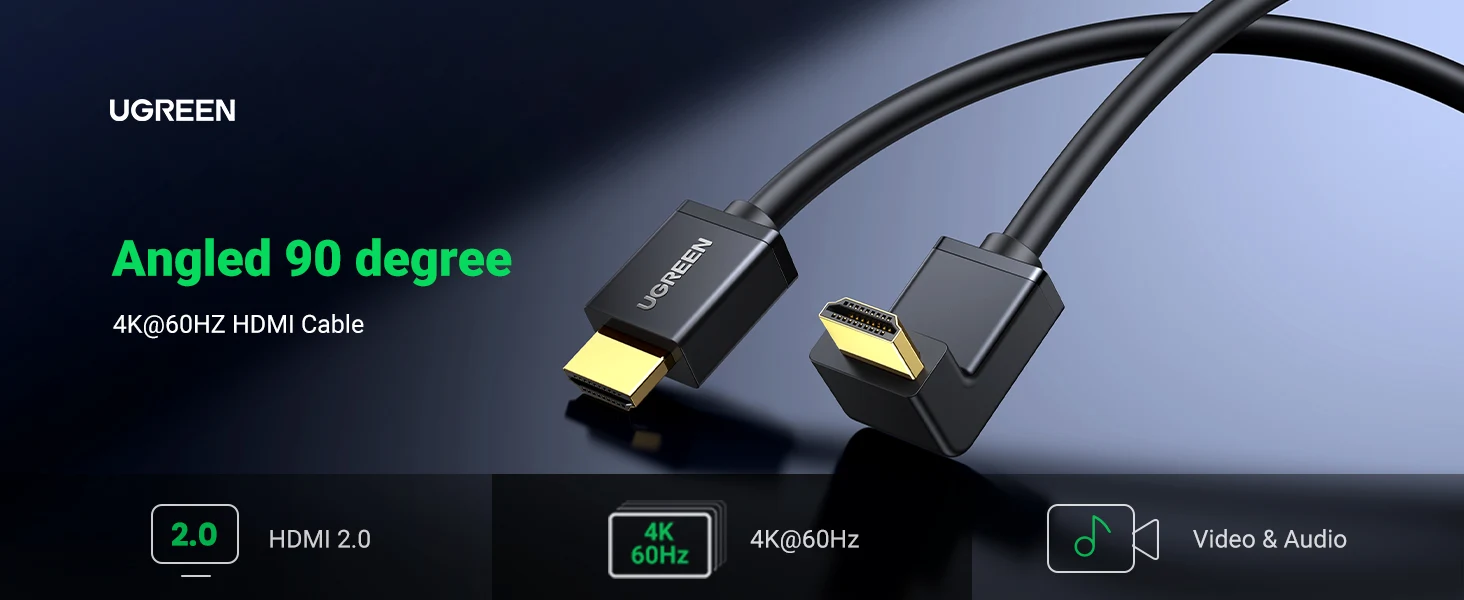 يوجرين HD103 كابل HDMI بزاوية 90 درجة – 2 متر