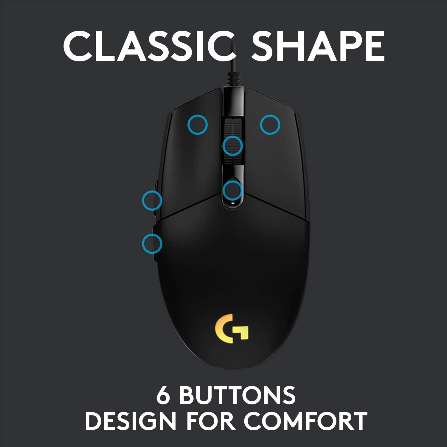 Logitech G203 Lightsync Optical Wired Gaming Mouse RGB - Black