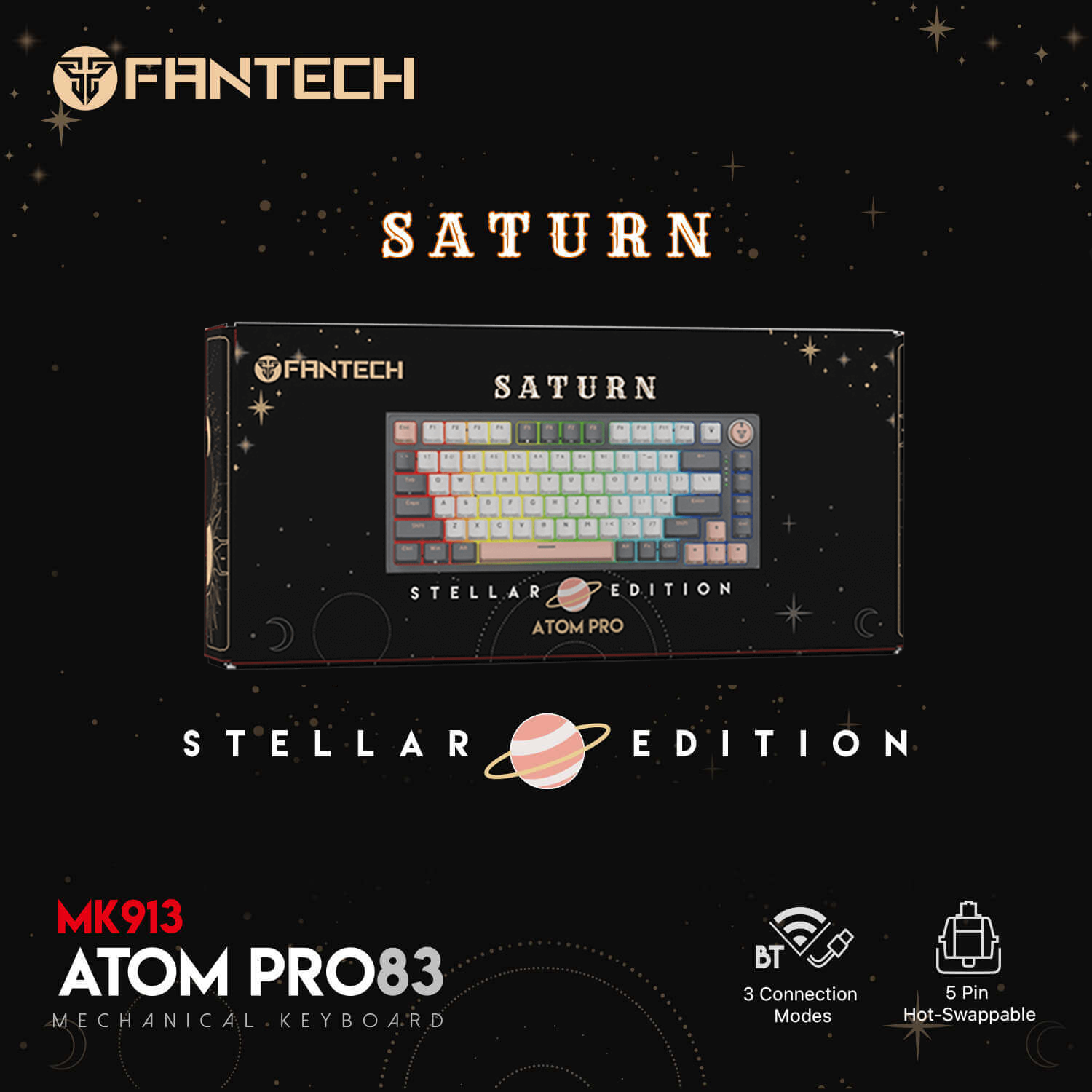 فانتك ATOM PRO83 MK913 ساترن – رمادي (سويتش أزرق)