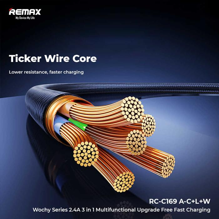 Remax RC-C169 3 in 1 Charging Cable 1.2M - Black