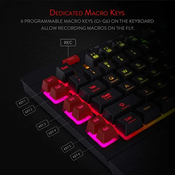 Redragon K512 SHIVA Gaming Keyboard with Red Switches 