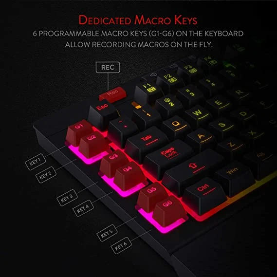 Redragon K512 SHIVA Gaming Keyboard with Red Switches 