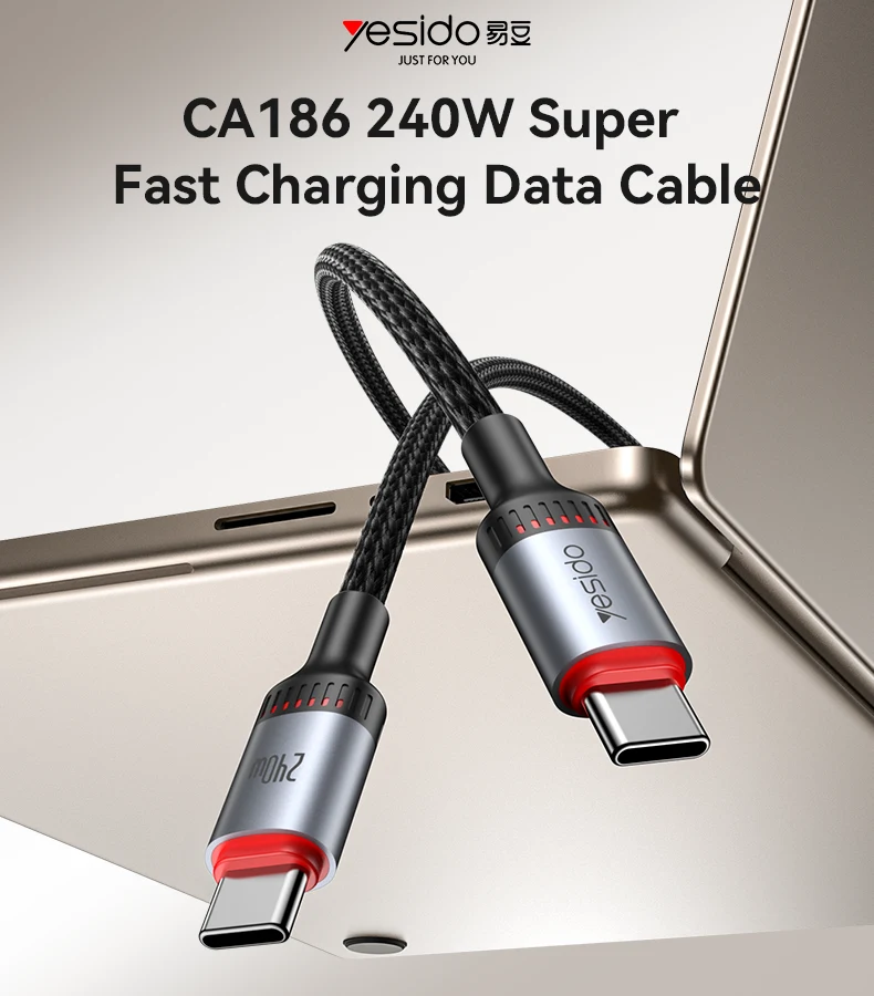 Yesido CA186 240W Type-C To Type-C Braided Data Cable 2M