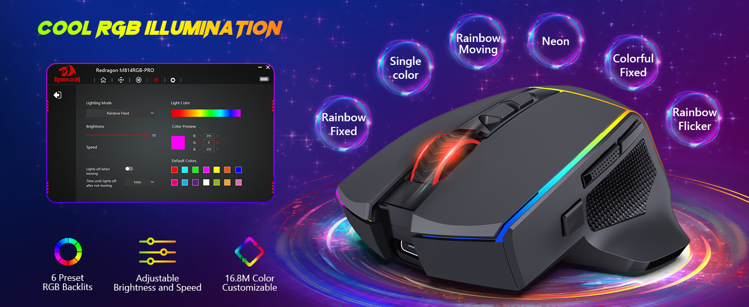 ريدراجون AXE PRO M814 ماوس ألعاب RGB بثلاثة أوضاع اتصال