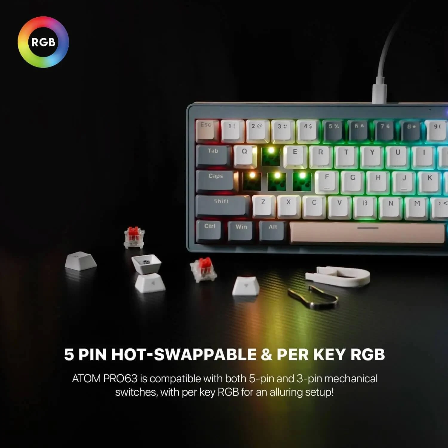 فانتك ATOM PRO63 MK912 ساترن – رمادي (سويتش أزرق)