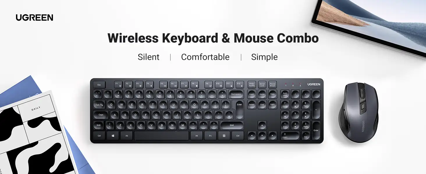 UGREEN MK006 Wireless Keyboard & Mouse – 2.4GHz