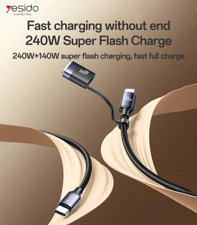 Yesido CA197 240W Fast Charging Type-C To Type-C/Magsafe 3 (Macbook) 2M