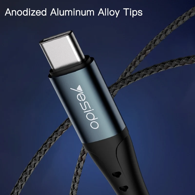 Yesido CA62 Aluminum Aloy USB to Type-C Braided Data Cable - 1.2M