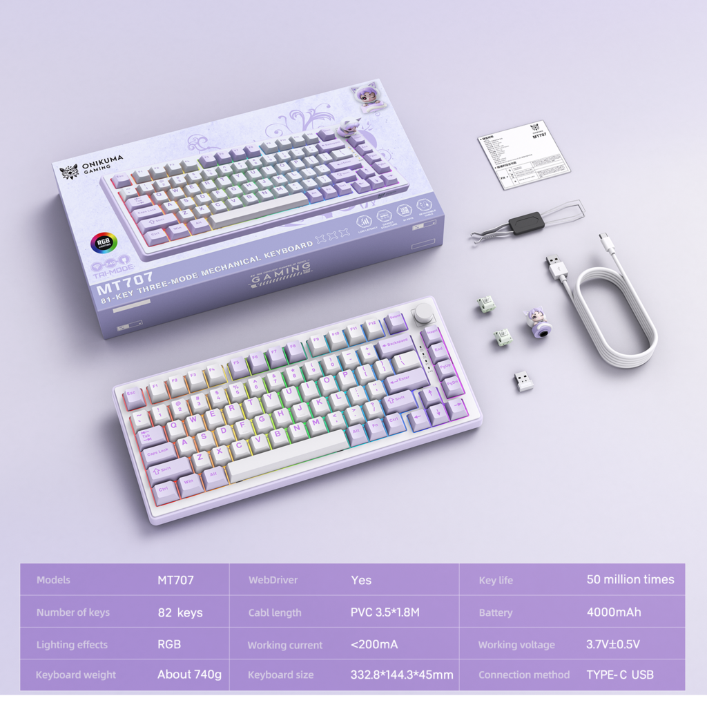 ONIKUMA MT707 Purple Gaming Keyboard