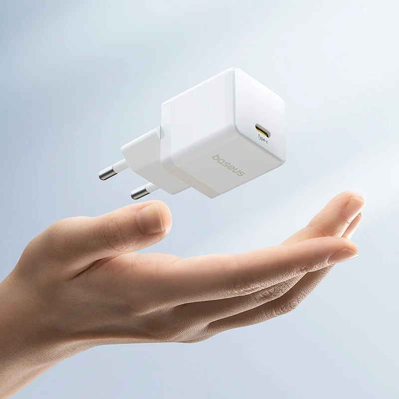 باسيوس بالم شاحن سريع 1C 30 واط EU + كابل USB-C 1م - مون وايت