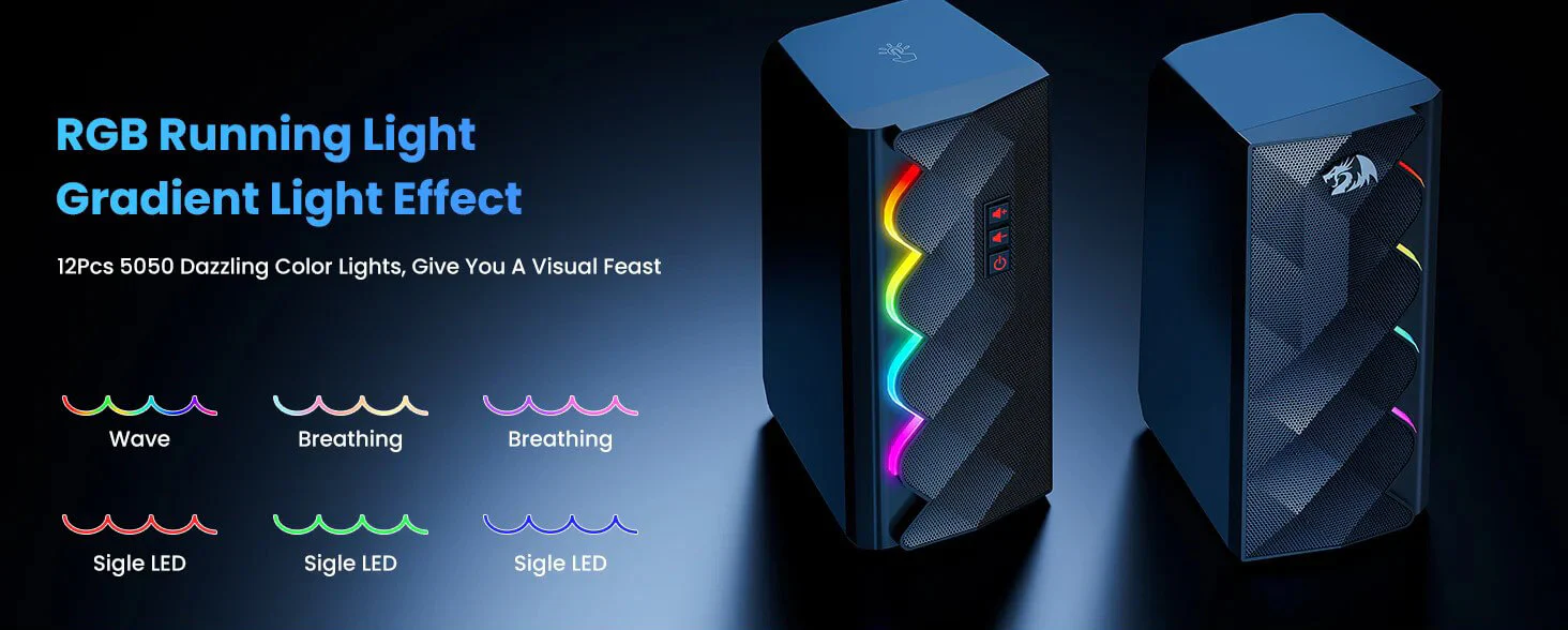 Redragon GS522 Cipher Stereo PC RGB Gaming Speaker - Black