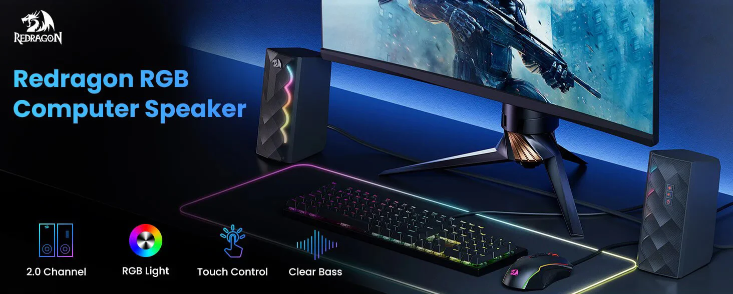 Redragon GS522 Cipher Stereo PC RGB Gaming Speaker Black