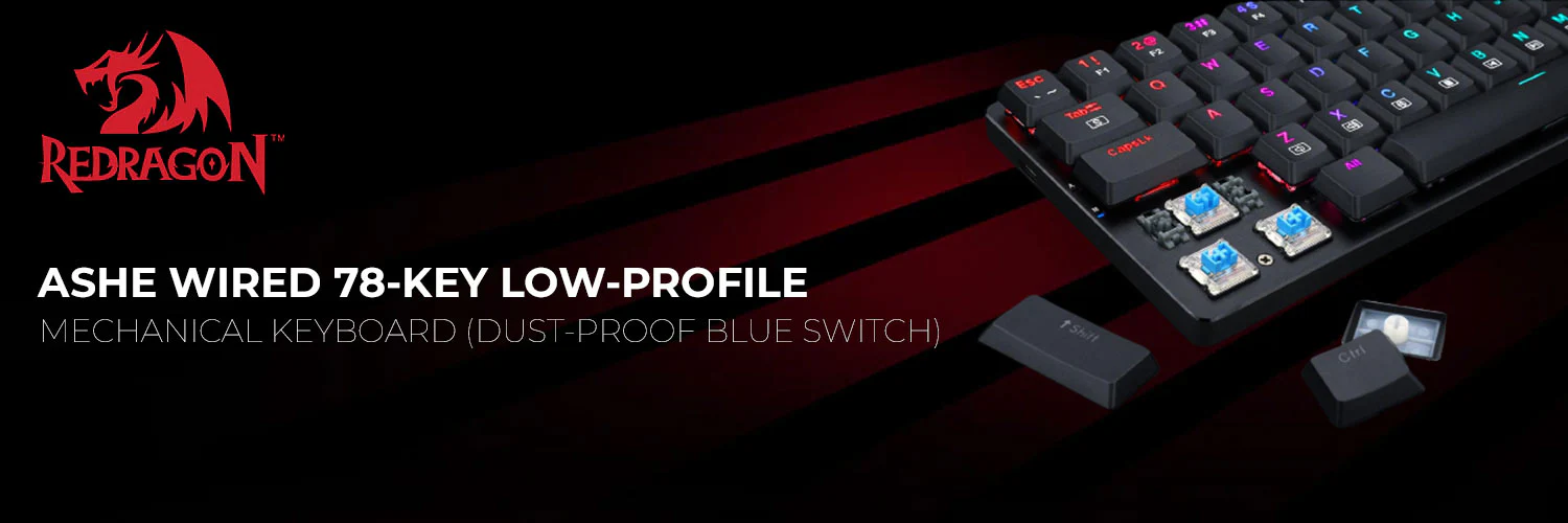 Redragon K626P Ashe Low Profile Mechanical Wired RGB Gaming Keyboard
