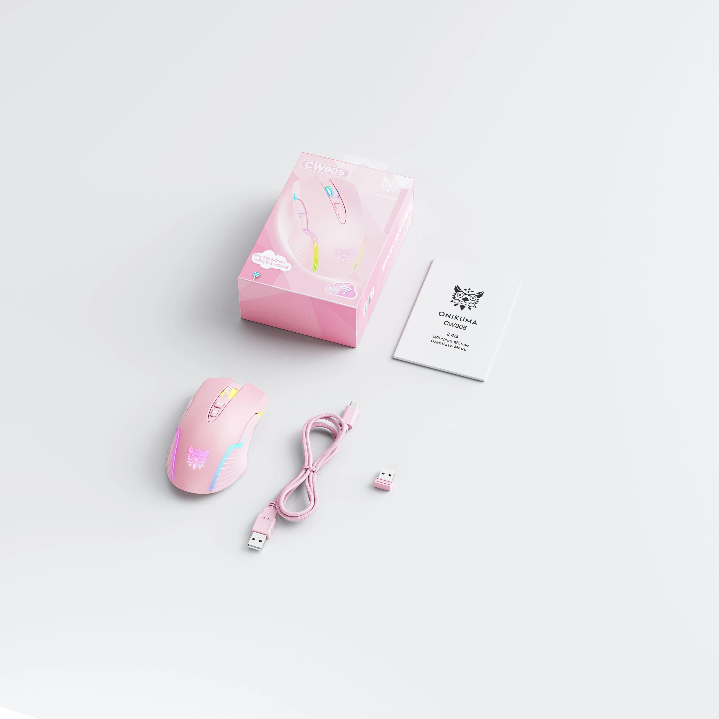 ONIKUMA CW905 Pink Gaming Mouse