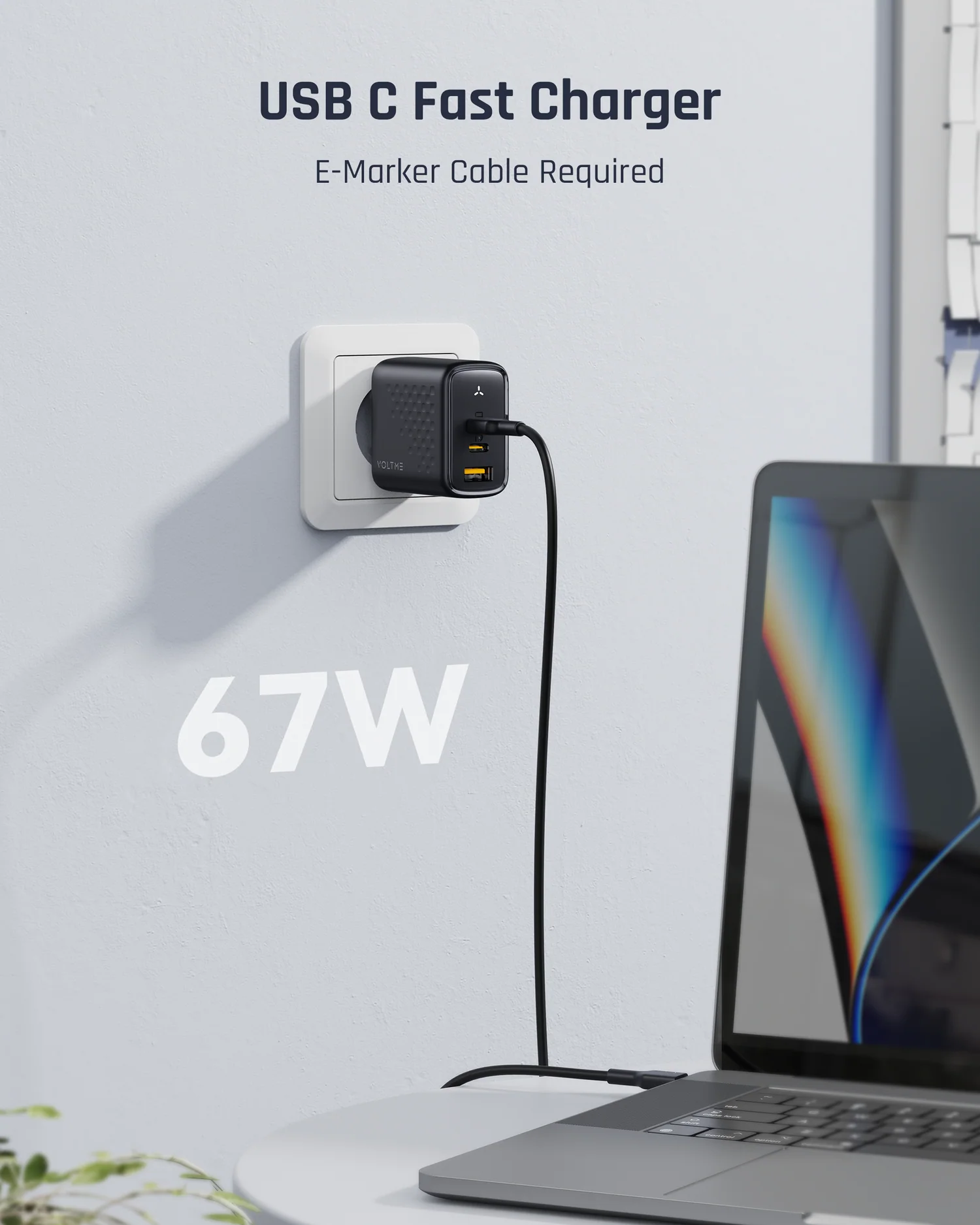 فولتمي ريفو 67W CCA شاحن جداري GaN - أسود
