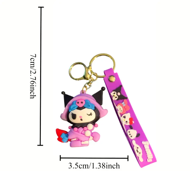 Sanrio Kuromi Cozy Hood Strap Keychain Medal - Purple