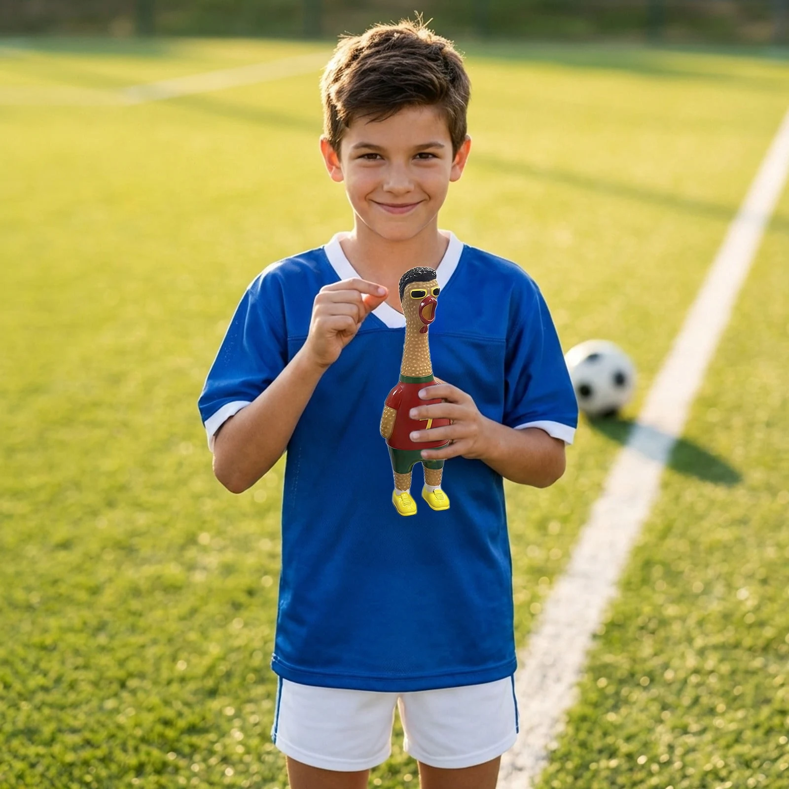 Cristiano Ronaldo Football Edition Screaming Chicken Squeeze Toy Display