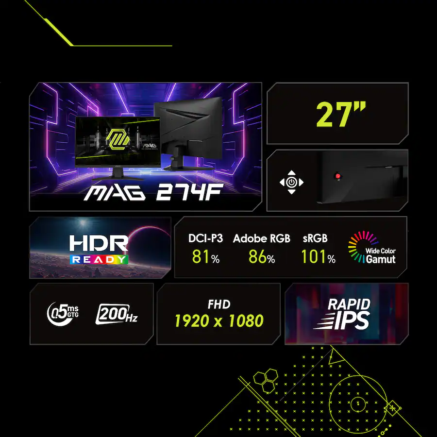 MSI MAG 274F – 27" FHD 200Hz Rapid IPS Gaming Monitor