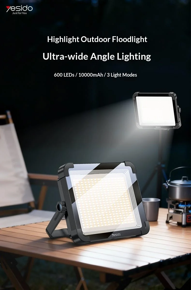 YESIDO DH17 600 LED Floodlight 10000mAh Black