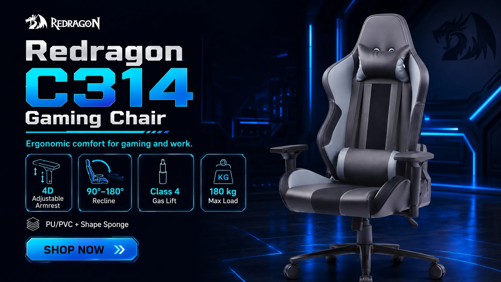 Redragon C314 Gaming Chair detail view