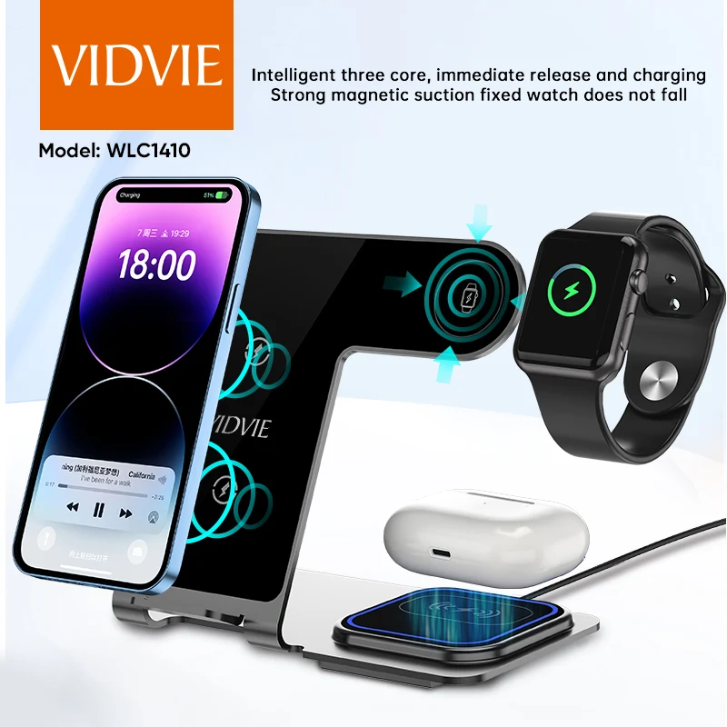 VIDVIE 3 IN 1 Wireless Charging Station