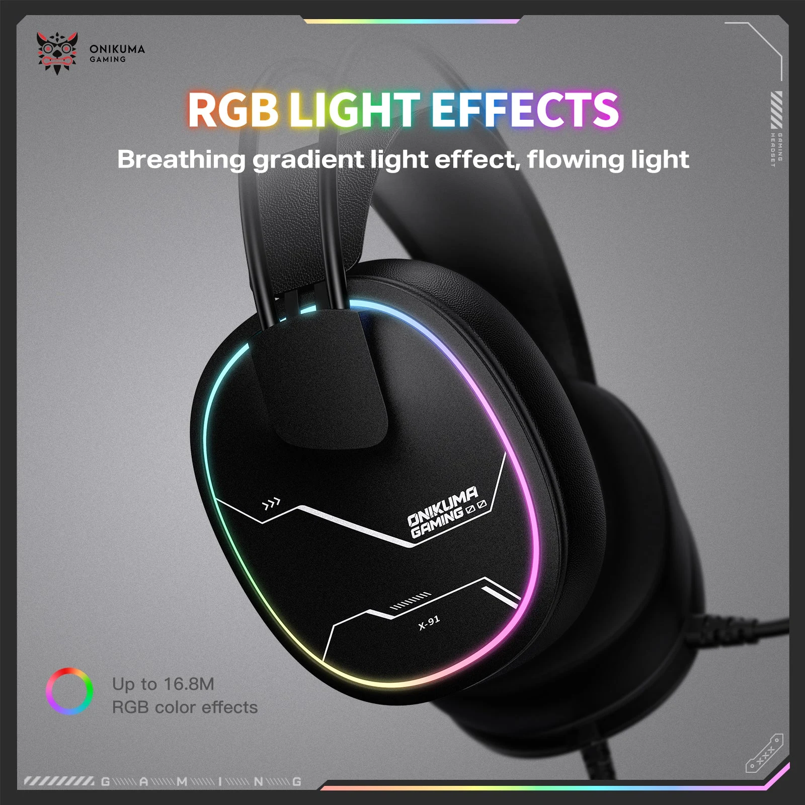 ONIKUMA X91 RGB Wired Gaming Headset - Black