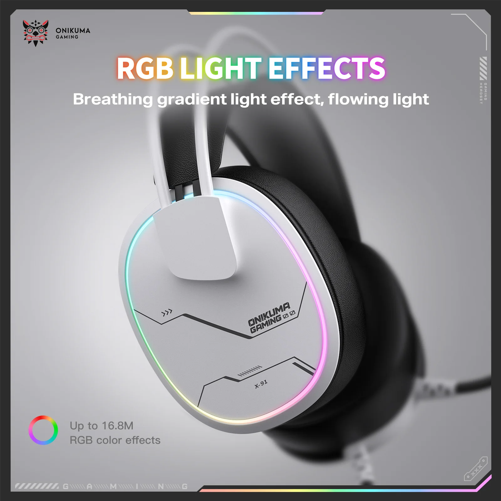 ONIKUMA X91 RGB Wired Gaming Headset - White