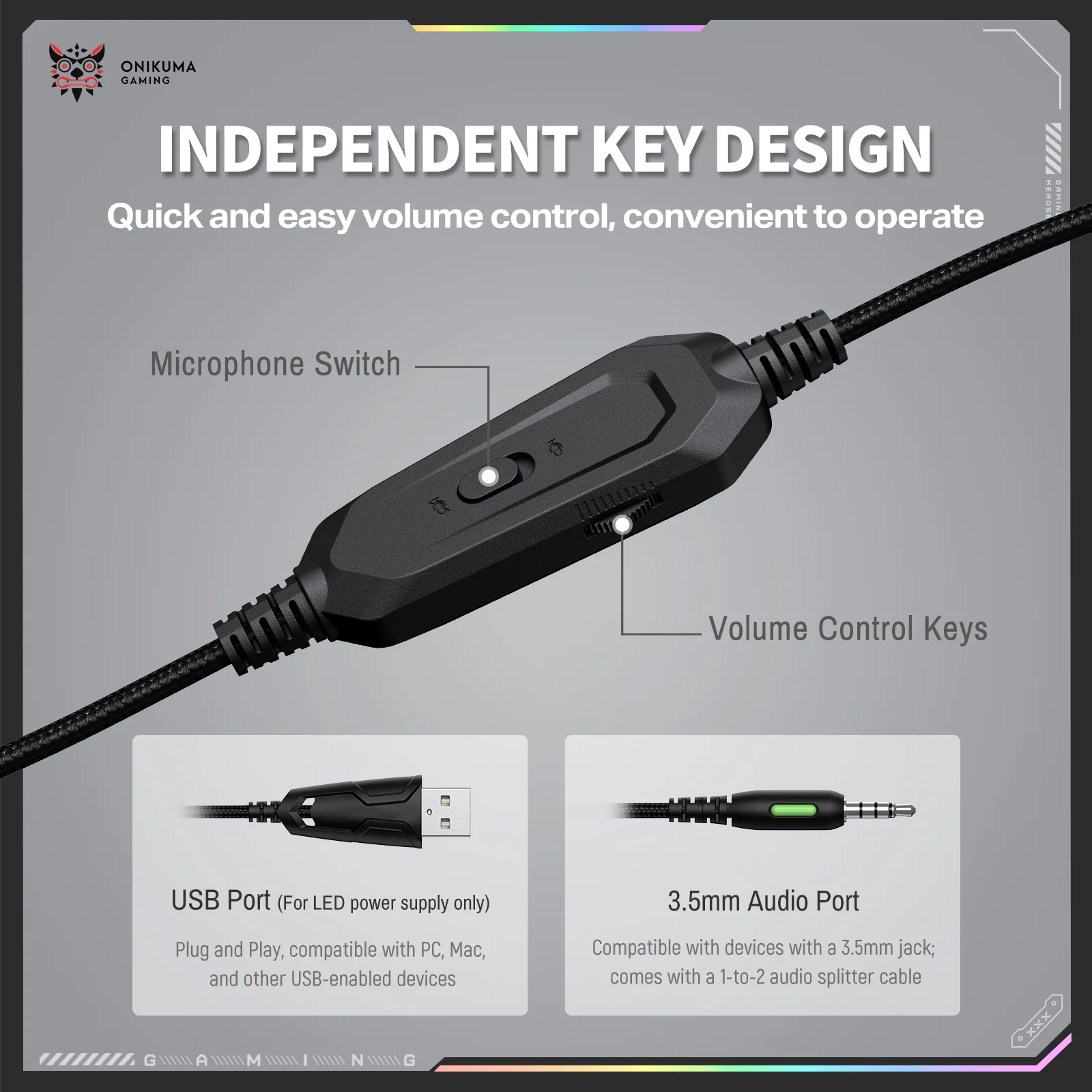 ONIKUMA X91 RGB Wired Gaming Headset - Black